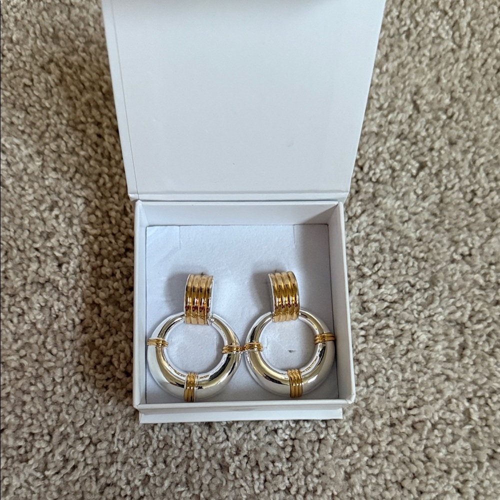 Heaven Mayhem Mixed Metals Gold and Silver Hoop Earrings